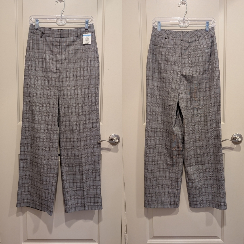 Nordstrom Womens Wide Leg Window Pane Suit Pants Size 2